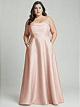 Alt View 1 Thumbnail - Toasted Sugar Strapless Bias Cuff Bodice Satin Gown with Pockets