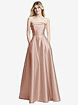 Alt View 3 Thumbnail - Toasted Sugar Strapless Bias Cuff Bodice Satin Gown with Pockets