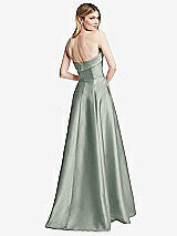 Alt View 4 Thumbnail - Willow Green Strapless Bias Cuff Bodice Satin Gown with Pockets