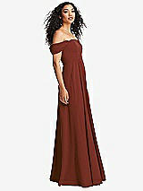 Side View Thumbnail - Auburn Moon Off-the-Shoulder Pleated Cap Sleeve A-line Maxi Dress