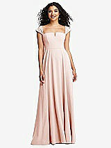 Alt View 1 Thumbnail - Blush Off-the-Shoulder Pleated Cap Sleeve A-line Maxi Dress