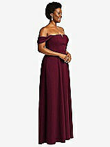 Alt View 3 Thumbnail - Cabernet Off-the-Shoulder Pleated Cap Sleeve A-line Maxi Dress