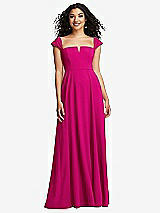 Alt View 1 Thumbnail - Think Pink Off-the-Shoulder Pleated Cap Sleeve A-line Maxi Dress