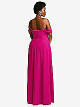 Alt View 4 Thumbnail - Think Pink Off-the-Shoulder Pleated Cap Sleeve A-line Maxi Dress