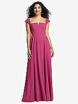 Alt View 1 Thumbnail - Tea Rose Off-the-Shoulder Pleated Cap Sleeve A-line Maxi Dress