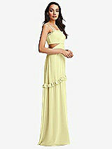 Side View Thumbnail - Butter Yellow Ruffle-Trimmed Cutout Tie-Back Maxi Dress with Tiered Skirt