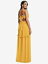 Rear View Thumbnail - NYC Yellow Ruffle-Trimmed Cutout Tie-Back Maxi Dress with Tiered Skirt