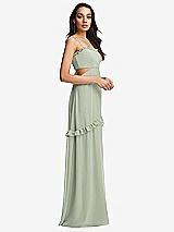 Side View Thumbnail - Celadon Ruffle-Trimmed Cutout Tie-Back Maxi Dress with Tiered Skirt