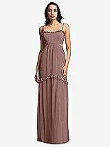 Front View Thumbnail - Sienna Ruffle-Trimmed Cutout Tie-Back Maxi Dress with Tiered Skirt