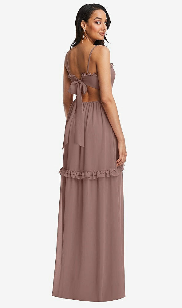 Back View - Sienna Ruffle-Trimmed Cutout Tie-Back Maxi Dress with Tiered Skirt