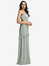 Side View Thumbnail - Willow Green Ruffle-Trimmed Cutout Tie-Back Maxi Dress with Tiered Skirt