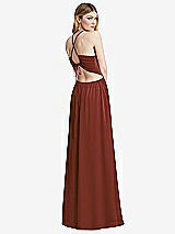 Rear View Thumbnail - Auburn Moon Halter Cross-Strap Gathered Tie-Back Cutout Maxi Dress