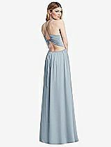 Rear View Thumbnail - Mist Halter Cross-Strap Gathered Tie-Back Cutout Maxi Dress