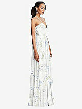 Side View Thumbnail - Bleu Garden Plunging V-Neck Criss Cross Strap Back Maxi Dress