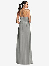 Rear View Thumbnail - Chelsea Gray Plunging V-Neck Criss Cross Strap Back Maxi Dress