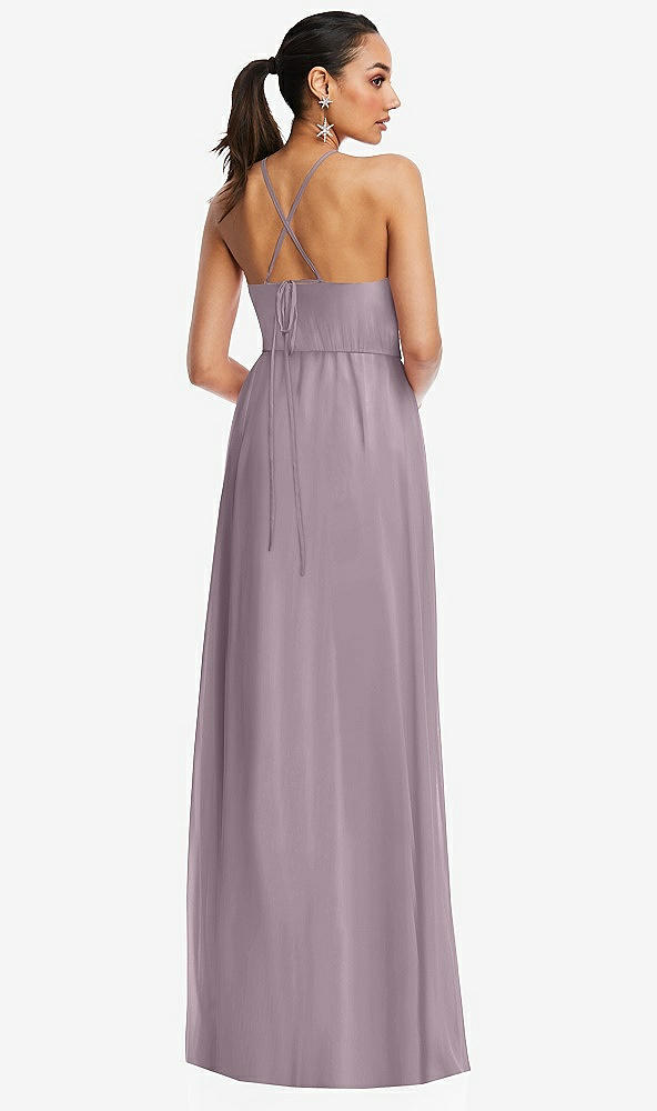 Back View - Lilac Dusk Plunging V-Neck Criss Cross Strap Back Maxi Dress