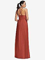 Rear View Thumbnail - Amber Sunset Plunging V-Neck Criss Cross Strap Back Maxi Dress