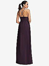 Rear View Thumbnail - Aubergine Plunging V-Neck Criss Cross Strap Back Maxi Dress