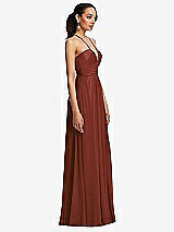 Side View Thumbnail - Auburn Moon Plunging V-Neck Criss Cross Strap Back Maxi Dress