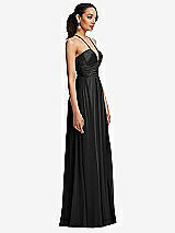 Side View Thumbnail - Black Plunging V-Neck Criss Cross Strap Back Maxi Dress