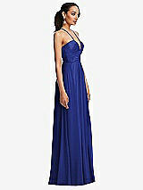 Side View Thumbnail - Cobalt Blue Plunging V-Neck Criss Cross Strap Back Maxi Dress