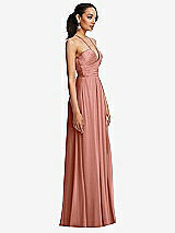 Side View Thumbnail - Desert Rose Plunging V-Neck Criss Cross Strap Back Maxi Dress