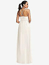 Rear View Thumbnail - Ivory Plunging V-Neck Criss Cross Strap Back Maxi Dress