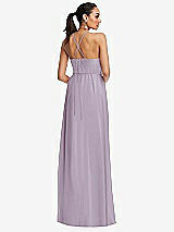 Rear View Thumbnail - Lilac Haze Plunging V-Neck Criss Cross Strap Back Maxi Dress