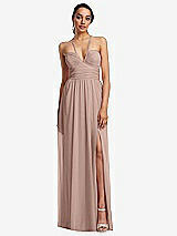 Front View Thumbnail - Neu Nude Plunging V-Neck Criss Cross Strap Back Maxi Dress