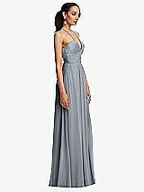 Side View Thumbnail - Platinum Plunging V-Neck Criss Cross Strap Back Maxi Dress