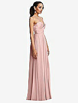 Side View Thumbnail - Rose - PANTONE Rose Quartz Plunging V-Neck Criss Cross Strap Back Maxi Dress