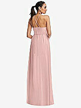 Rear View Thumbnail - Rose - PANTONE Rose Quartz Plunging V-Neck Criss Cross Strap Back Maxi Dress