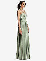 Side View Thumbnail - Sage Plunging V-Neck Criss Cross Strap Back Maxi Dress