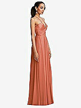 Side View Thumbnail - Terracotta Copper Plunging V-Neck Criss Cross Strap Back Maxi Dress