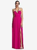 Front View Thumbnail - Think Pink Plunging V-Neck Criss Cross Strap Back Maxi Dress