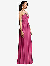 Side View Thumbnail - Tea Rose Plunging V-Neck Criss Cross Strap Back Maxi Dress