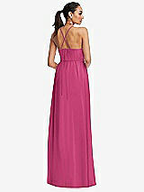 Rear View Thumbnail - Tea Rose Plunging V-Neck Criss Cross Strap Back Maxi Dress