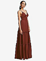 Side View Thumbnail - Auburn Moon Low-Back Triangle Maxi Dress with Ruffle-Trimmed Tiered Skirt