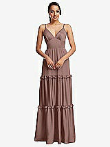 Front View Thumbnail - Sienna Low-Back Triangle Maxi Dress with Ruffle-Trimmed Tiered Skirt