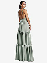 Rear View Thumbnail - Willow Green Low-Back Triangle Maxi Dress with Ruffle-Trimmed Tiered Skirt