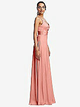 Side View Thumbnail - Rose - PANTONE Rose Quartz Triangle Cutout Bodice Maxi Dress with Adjustable Straps