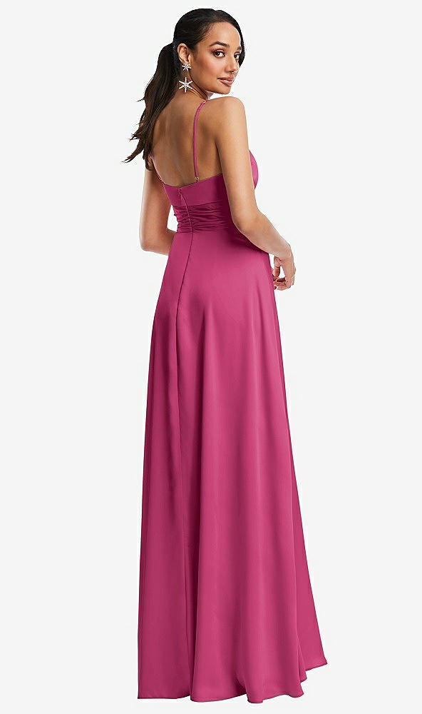 Back View - Tea Rose Triangle Cutout Bodice Maxi Dress with Adjustable Straps