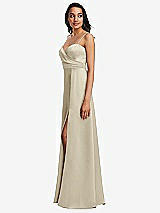 Side View Thumbnail - Champagne Adjustable Strap A-Line Faux Wrap Maxi Dress