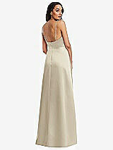 Rear View Thumbnail - Champagne Adjustable Strap A-Line Faux Wrap Maxi Dress