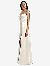 Side View Thumbnail - Ivory Adjustable Strap A-Line Faux Wrap Maxi Dress