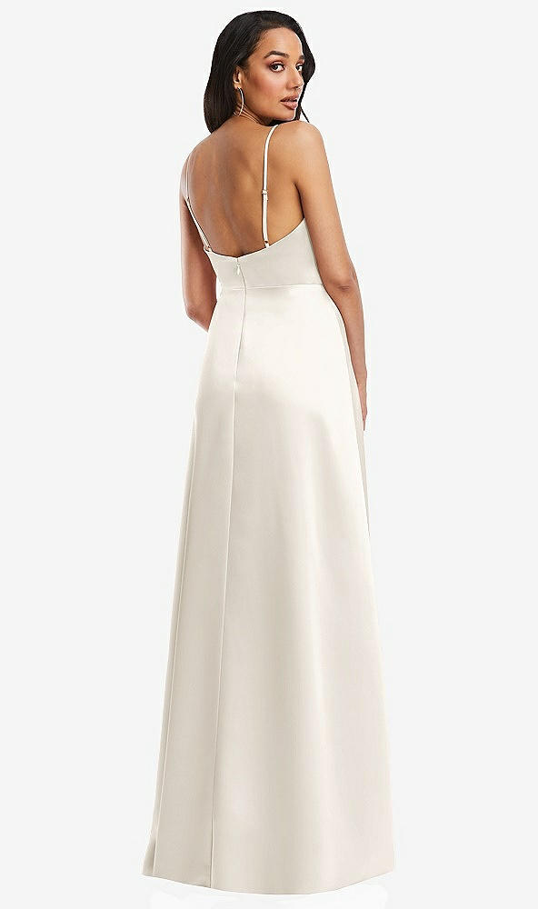 Back View - Ivory Adjustable Strap A-Line Faux Wrap Maxi Dress