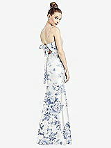 Rear View Thumbnail - Cottage Rose Larkspur Open-Back Bow Tie Floral Satin Trumpet Gown