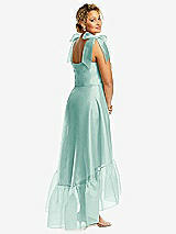 Alt View 3 Thumbnail - Coastal Convertible Deep Ruffle Hem High Low Organdy Dress with Scarf-Tie Straps