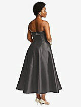 Alt View 2 Thumbnail - Caviar Gray Cuffed Strapless Satin Twill Midi Dress with Full Skirt and Pockets