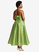 Alt View 2 Thumbnail - Mojito Cuffed Strapless Satin Twill Midi Dress with Full Skirt and Pockets